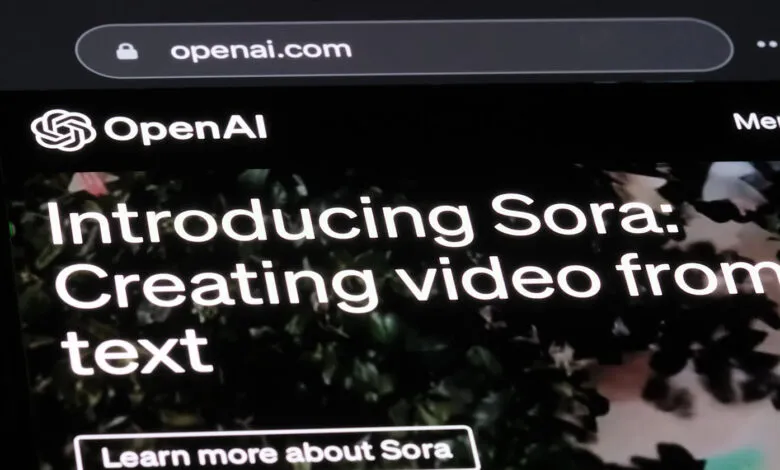 OpenAI website displaying information about Sora, a text-to-video AI model.