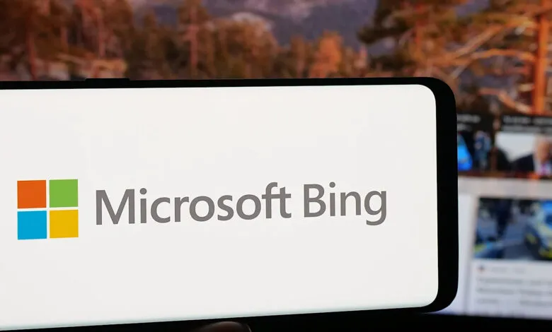 Smartphone displaying the Microsoft Bing logo and name.