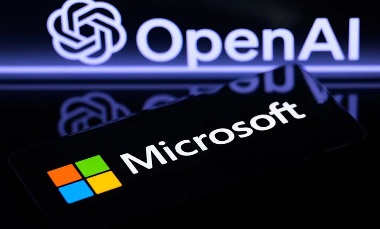 Microsoft and OpenAI logos displayed on a smartphone screen.