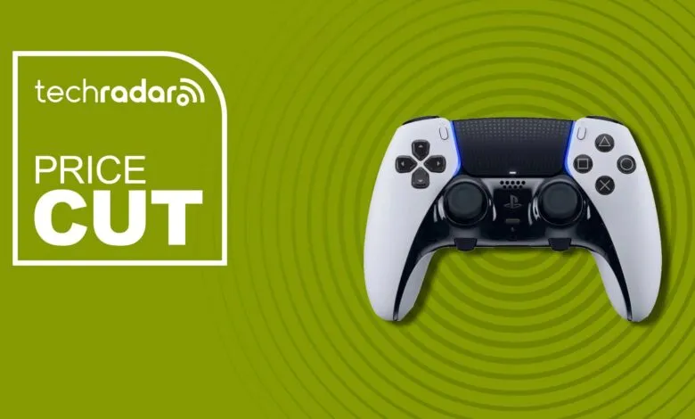 White and black gaming controller with TechRadar logo and 'Price Cut' text.