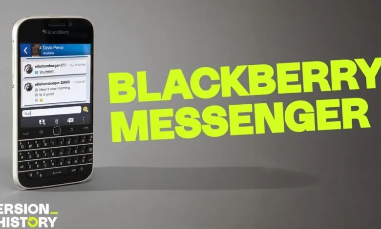 BlackBerry phone displaying BlackBerry Messenger chat interface.
