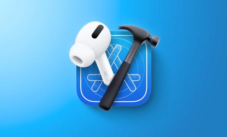 Apple App Store icon with a hammer and AirPods Pro