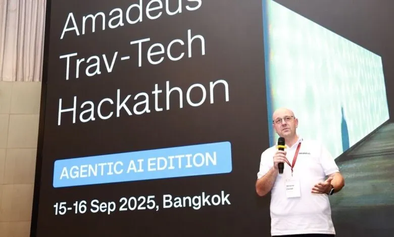 Man speaking at Amadeus Trav-Tech Hackathon event in Bangkok