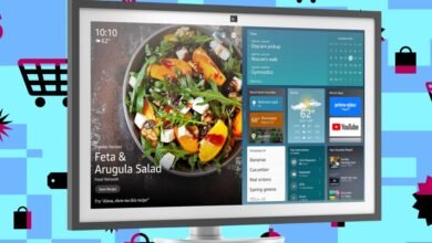 Amazon Echo Show smart display showing a recipe and calendar.