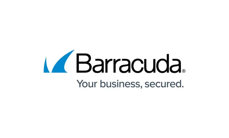 Barracuda logo with blue wave and tagline 'Your business, secured.'