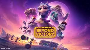 Star Wars: Beyond Victory game art featuring alien characters and spaceships against a purple sky.