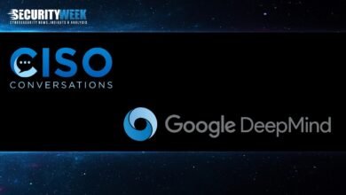 SecurityWeek logo, CISO Conversations logo, and Google DeepMind logo on a black background.
