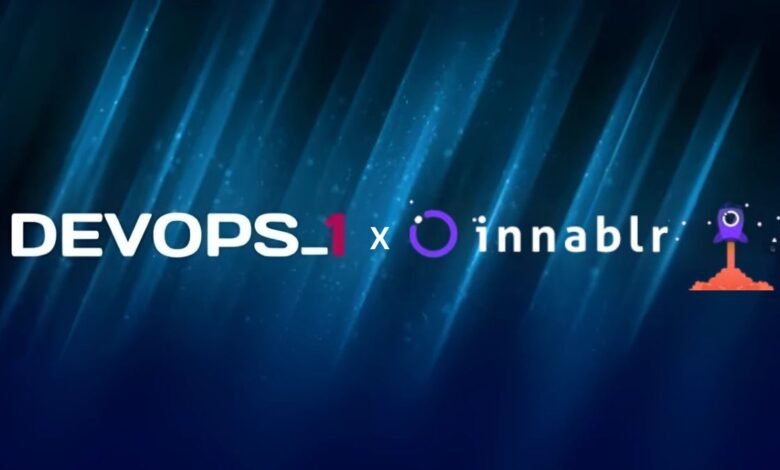 DevOps logo with Innoblr branding and a rocket launching.