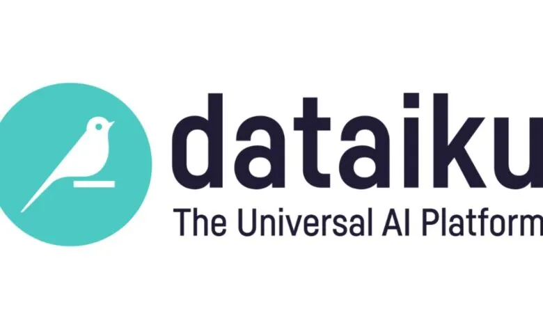 Dataiku logo with a teal circle containing a white bird and the text 'dataiku The Universal AI Platform'.