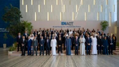 Group photo of attendees at ENACT Majlis AI and Energy for a Sustainable Future event.
