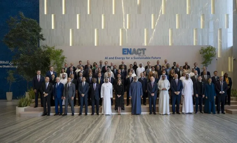 Group photo of attendees at ENACT Majlis AI and Energy for a Sustainable Future event.