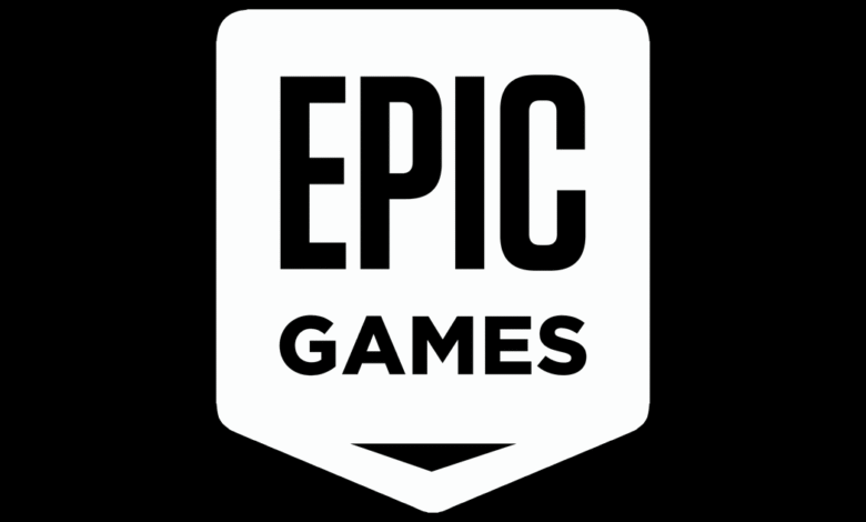 The Epic Games logo in white on a black background.