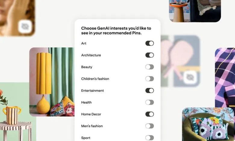 User interface for selecting interests for personalized content recommendations.