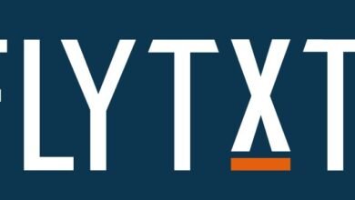 The Flytxt logo with white text on a dark blue background.