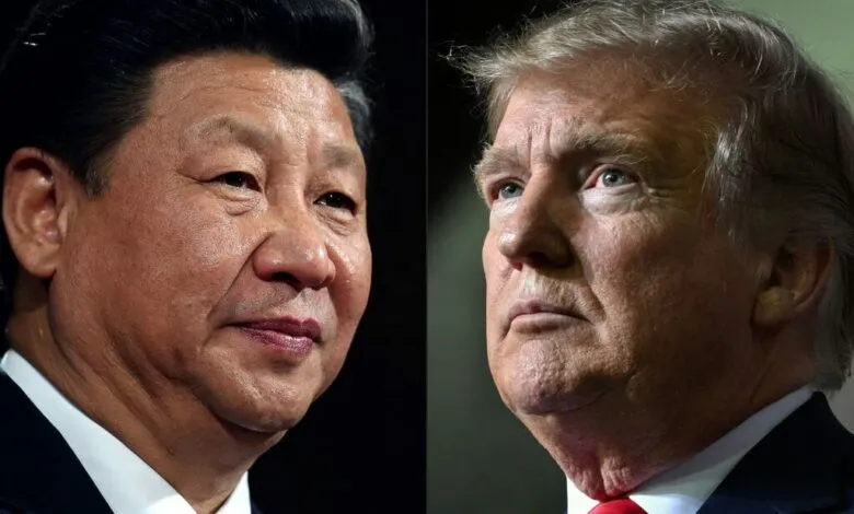 Close-up portraits of Chinese President Xi Jinping and former US President Donald Trump.