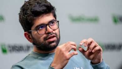 Aravind Srinivas, CEO of Perplexity, speaks at TechCrunch Disrupt.