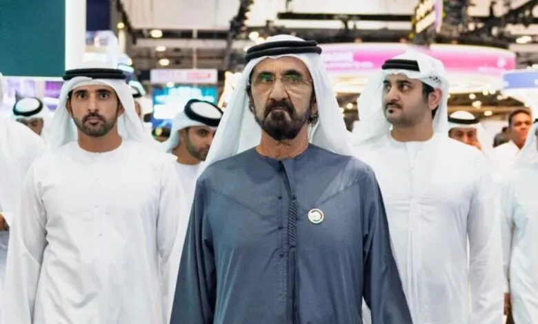 Sheikh Mohammed bin Rashid Al Maktoum and Sheikh Hamdan bin Mohammed Al Maktoum at an event.