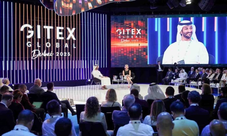 Panelists speaking at GITEX GLOBAL Dubai 2025 event with audience in foreground.