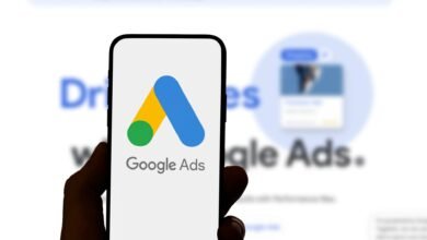 Smartphone displaying the Google Ads logo and interface.