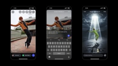 Screenshots showing Instagram Stories editing with Meta AI for image restyling.