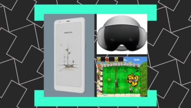 Collage of a smartphone, VR headset, and video game screen.