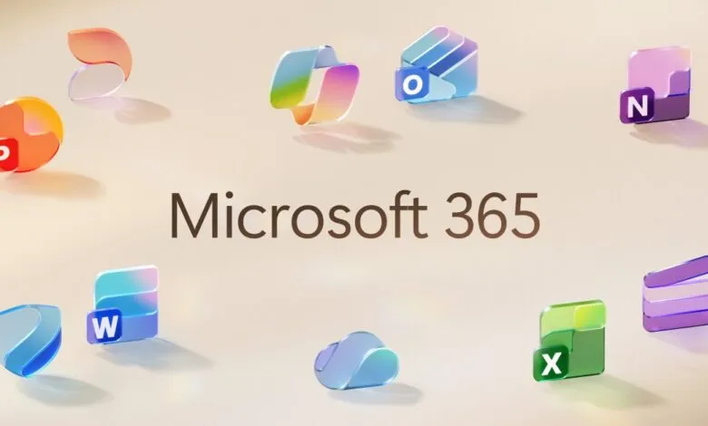 Microsoft 365 icons for Word, Excel, PowerPoint, Outlook, Teams, and OneNote.