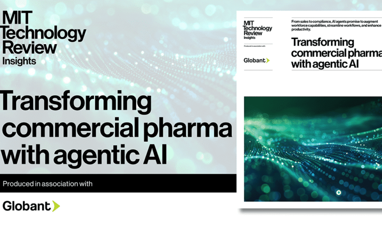 MIT Technology Review Insights cover on transforming commercial pharma with agentic AI.