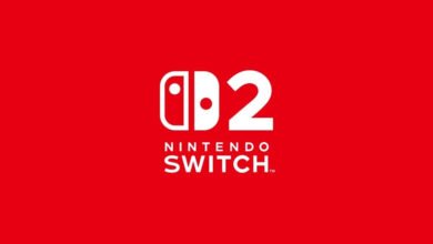 Nintendo Switch 2 logo with white text and graphics on a red background.