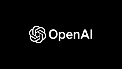 The OpenAI logo, featuring a stylized, interlocking circular design next to the company name.