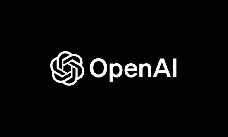 The OpenAI logo, featuring a stylized, interlocking circular design next to the company name.