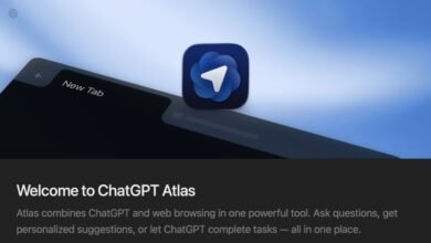 ChatGPT Atlas app icon on a dark interface with a 'New Tab' button.