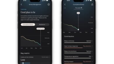 Two smartphone screens displaying Oura app stress management data and contributors.
