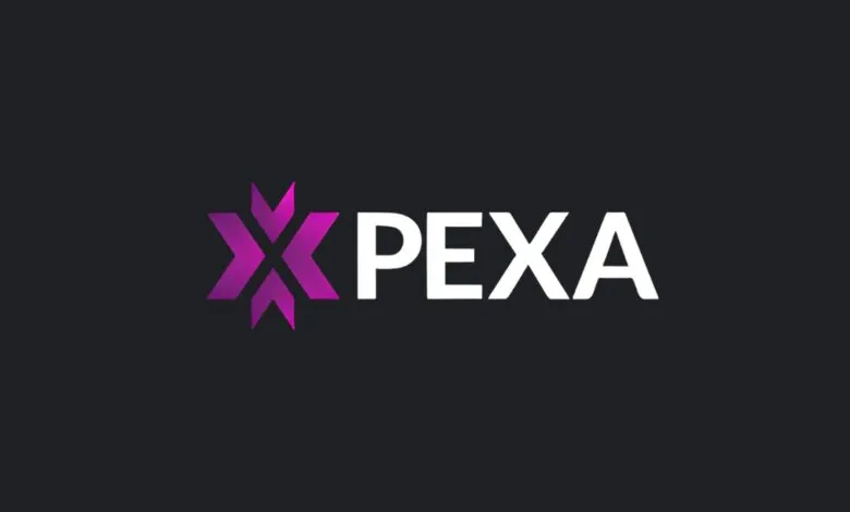 PEXA logo with a purple abstract symbol and white text on a dark background.