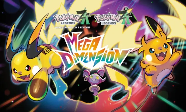 Pokemon Legends Z-A Mega Dimension artwork featuring Raichu and other Pokemon.