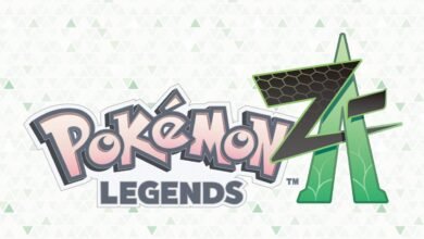 Pokemon Legends Z-A logo with a light green geometric background.