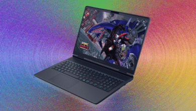Alienware laptop displaying Sonic Shadow Generations game with vibrant background.