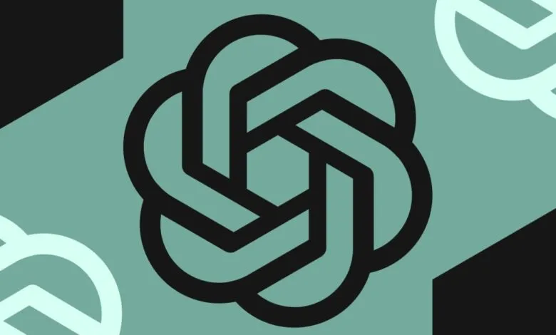 The OpenAI logo, a stylized black knot on a teal background.