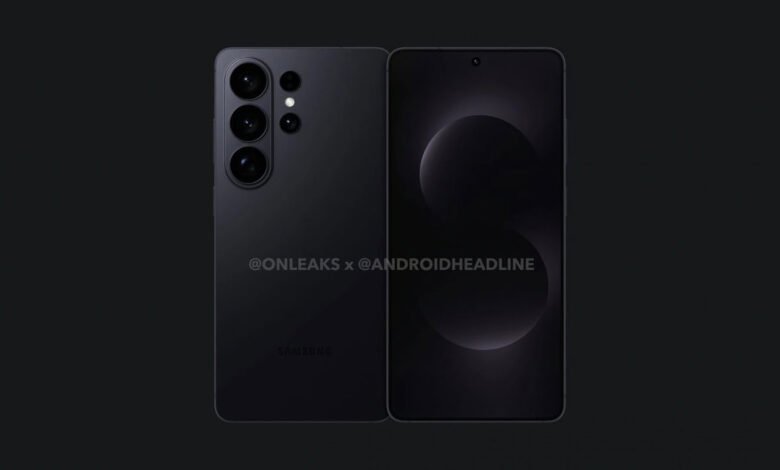 Black Samsung Galaxy S24 Ultra smartphone shown from front and back.