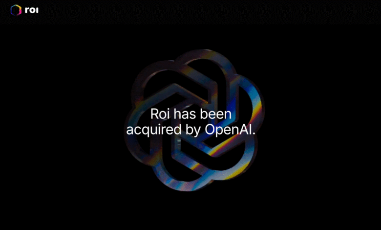 The OpenAI logo with the text 'Roi has been acquired by OpenAI.'