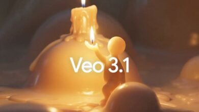 A small candle figure holding a flame amidst melting wax and other candles.