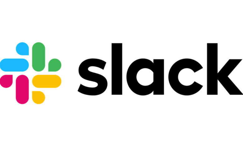The Slack logo featuring a colorful icon and the word Slack in black text.