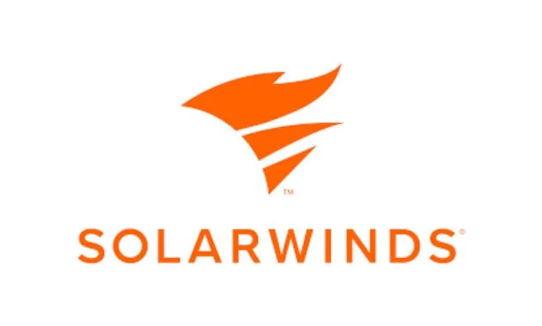 The SolarWinds logo featuring an orange abstract bird-like shape above the company name.