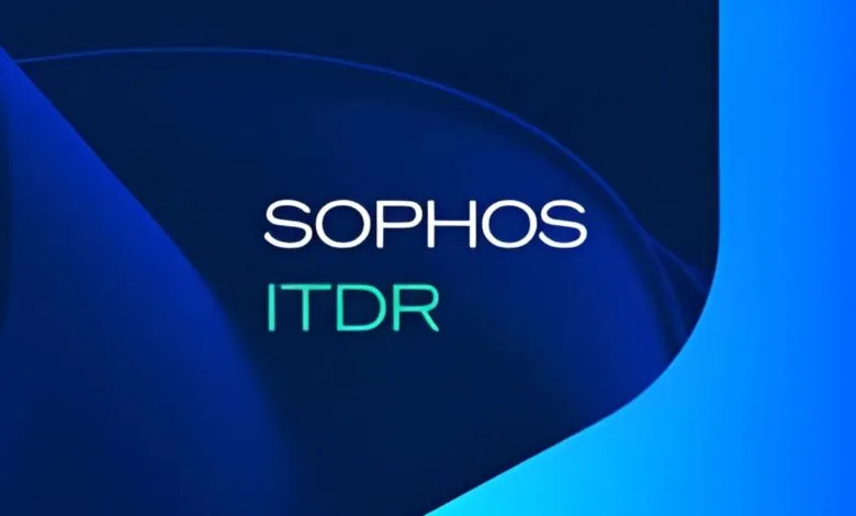 Sophos ITDR logo with abstract blue background.