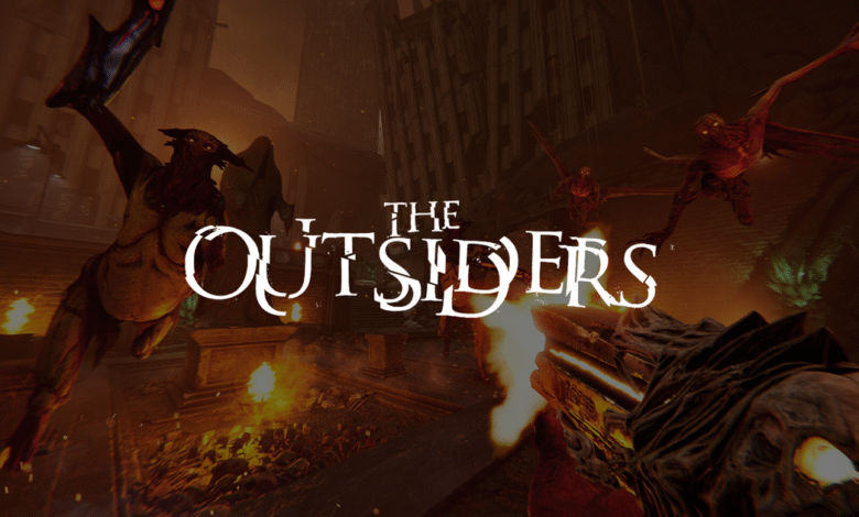 First-person view of a video game battle with demonic creatures and fiery explosions.