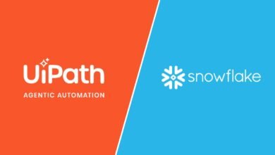 UiPath and Snowflake logos side-by-side on a split background.