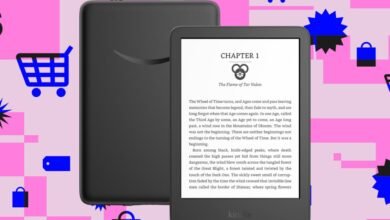 Amazon Kindle e-reader displaying a book with shopping icons and dollar sign
