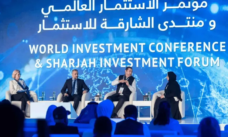 Panelists speaking at the World Investment Conference & Sharjah Investment Forum.