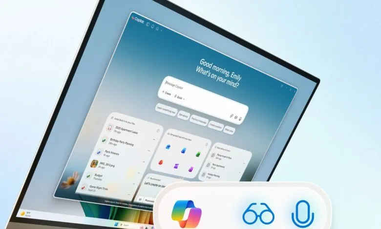 Windows Copilot AI assistant interface on a laptop screen with file suggestions.