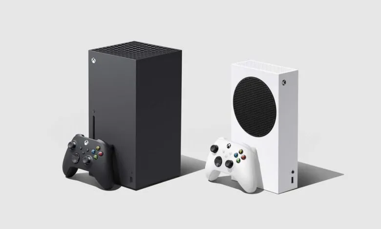 Xbox Series X and Series S consoles with controllers