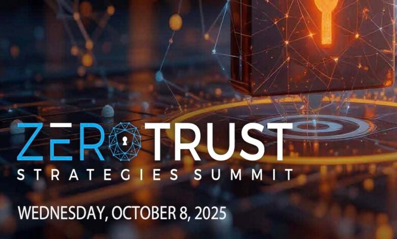 Zero Trust Strategies Summit logo with a digital lock icon and date.